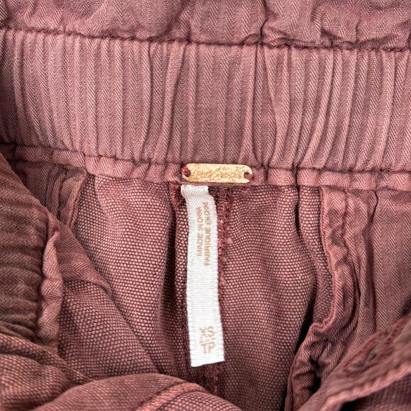 Free People Margate Pleated Trouser XS Wine Burgundy Paperbag Parachute Boho - Picture 6 of 8